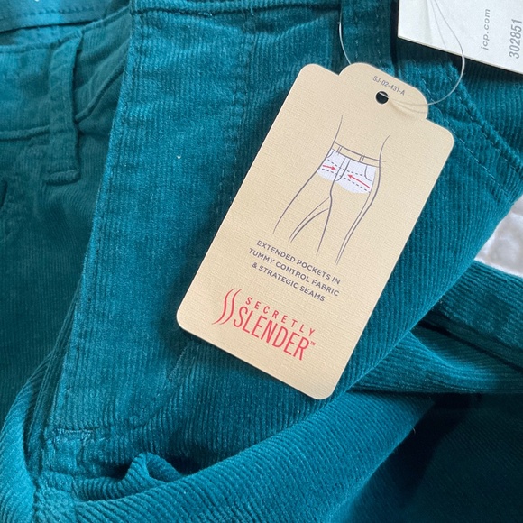 St. John's Bay Teal Straight Corduroy Pants Women's Size 8 Mid Rise - Picture 7 of 10